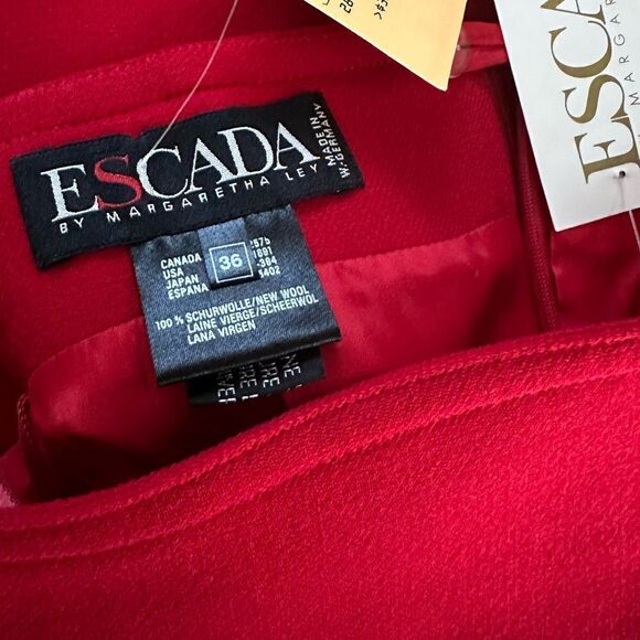 Esacada Red Wool Blend Pencil Skirt Size 36 - Picture 6 of 7
